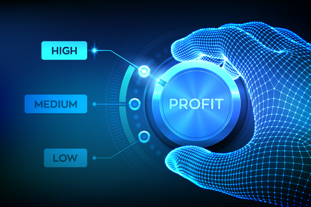 Concept image for dialing up profits from low to high