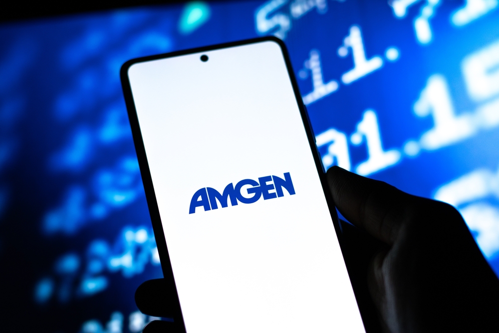 Image of a smartphone with the Amgen app