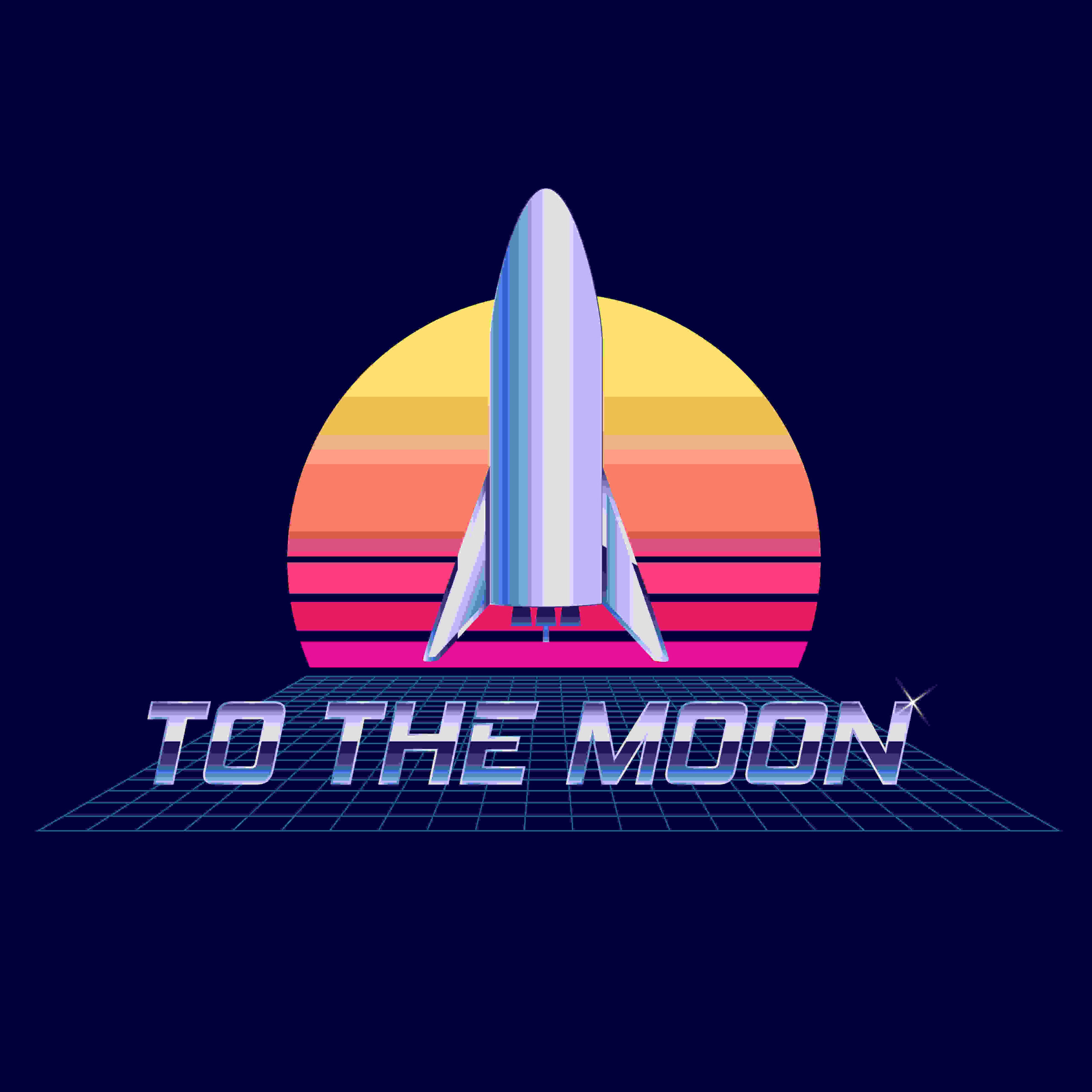 Illustration of a Rocketship and the phrase 'To the moon'